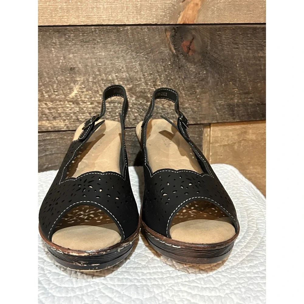Patrizia by Spring Step Sling Back Sandals Sz 10 Bellagia Black EUC